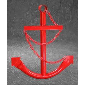 RED 2 Ft ANCHOR w/ Chain STEEL Metal 24x20 Nautical Plaque Wall 