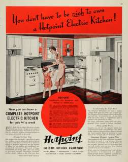   vintage art 1937 ad edison kitchen appliances oven refrigerator