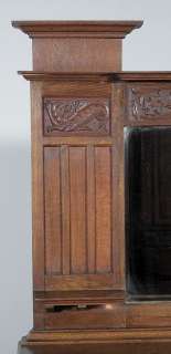 Antique English Solid Oak Art Nouveau Mirrorback Sideboard Buffet 