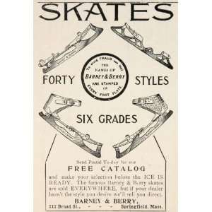 1901 Vintage Print Ad Ice Skates Skating Barney Berry   Original Print 