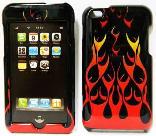 APPLE Ipod Touch 4TH GEN Hard SnapOn Case Cover BLACK YELLOW RED FIRE 