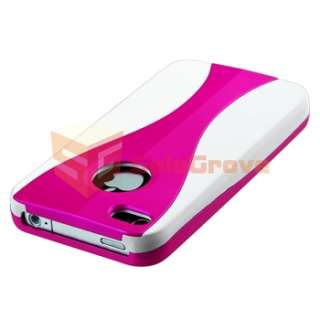 Pink/White Cup Shape Hard Case+USB Wall Home Charger For iPhone 4 4G 