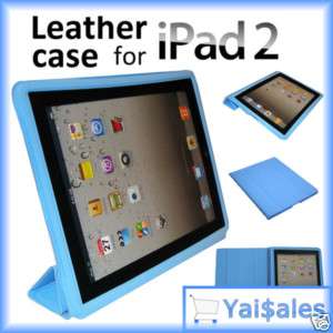 NEW Slim Blue Leather Case Smart Cover For Apple iPad 2  