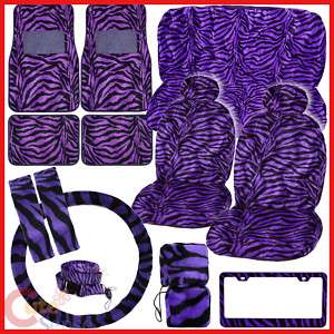 Purple Zebra Car Seat Covers Auto Accesories 15PC Set  