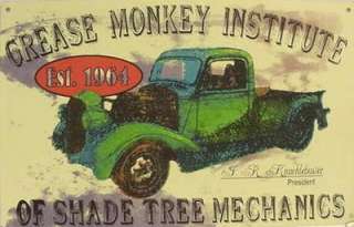 Metal   Tin SIgn   GREASE MONKEY Institute Vintige Sign  