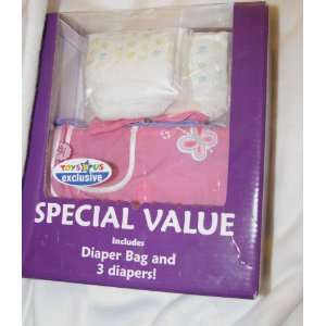 Baby Alive Diaper Bag and 3 diapers