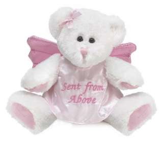 NEW Baby Girl Plush ANGEL BEAR w/ Pink WINGS Toy 7.5  