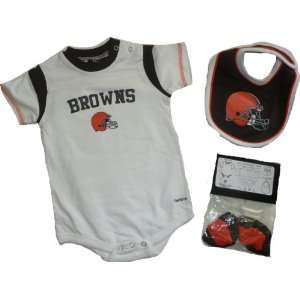    Cleveland Browns Creeper/ Onesie Bib Bootie Set 3pc 24 Month Baby