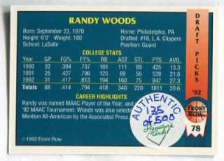 Randy Woods 1992 Front Row 135/500 AUTOGRAPH (LaSalle)  