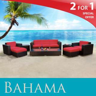 MODERN NEW SPICE RED BAHAMA WICKER PATIO OUTDOOR 8 PIECE FURNITURE SET 
