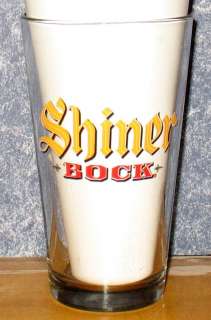 Shiner Bock pint beer glass. Glass is free of damage and in good used 