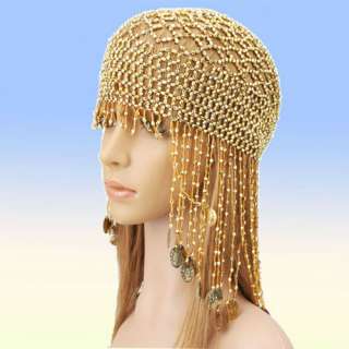 Brand New Belly Dance Dancing beads cap with Gold coins  