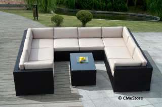 Outdoor Patio Garden Wicker Furniture 9pcs Luxury Couch  