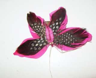   Butterfly Clip Hat Hair Millinery Flower Vintage Trim PINK BLACK