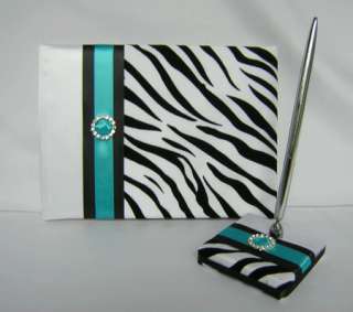 Black White Zebra Print Wedding Guest Book Pen set  