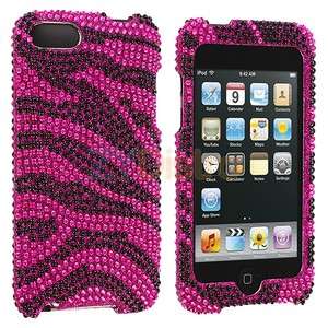 Hot Pink Zebra Bling Rhinestone Case Cover for iPod Touch 3rd 2nd Gen 