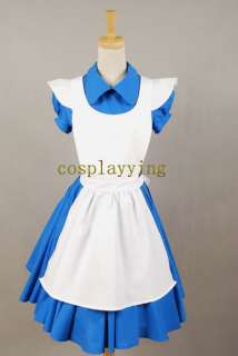 Alice in Wonderland movie Blue Cosplay Costume Dress  