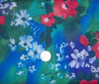 Tropical Blue Green Red Floral Fabric Valance Curtain  
