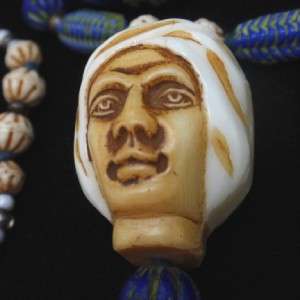 Egyptian Revival Necklace Vintage Gablonz Glass Beads Czech Face 