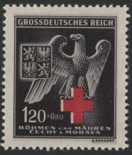 Stamp Germany Bohemia Czechoslovakia Mi 132 Sc B21 WWII Nazi Eagle Red 