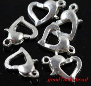 20PCS 12mm silver plated heart clasp  