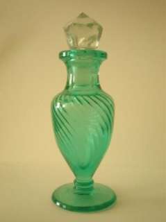Antique Green Glass Parfum Bottle & Stopper  