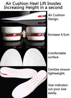 Air Cushion Light Height Increase Shoe Insoles,Womens  