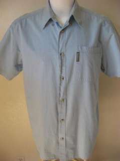   Light Blue Plaid Short Sleeve Outdoor Camping Casual Shirt L  