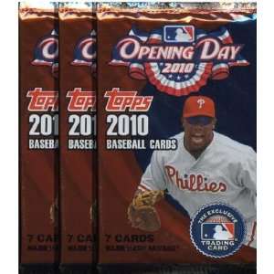   2010 Topps Opening Day Baseball Hobby Pack (Lot of 3   7 Cards/Pack