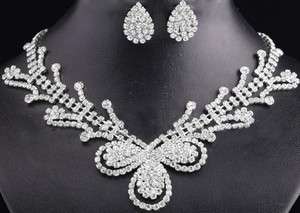   Jewelry European And American Style Crystal Earrings Necklace Set