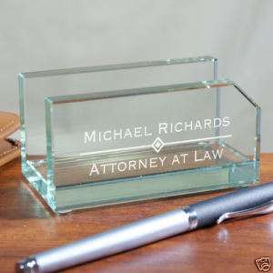 Engraved Glass Professional Business Card Holder  