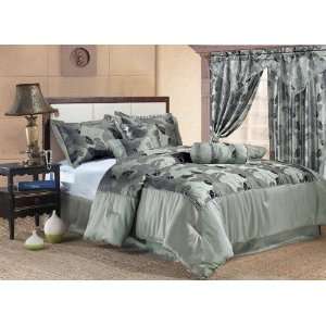  7Pcs Queen Regency Bed in a Bag Comforter Set Green