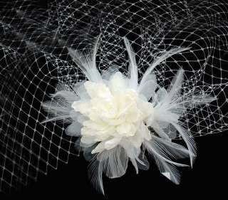 Flower Fascinator Wedding Bird Cage Veil Bridal Hat  
