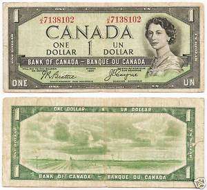 CANADA QUEEN ELIZABETH II DEVIL FACE DOLLAR 1954 B 29b  