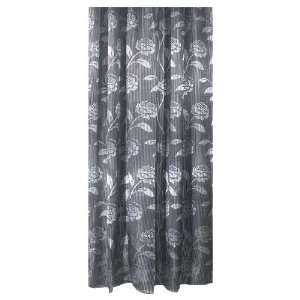   Curtain Floral Design On A Stripe Semi Sheer, 72 X 72 Long, Black
