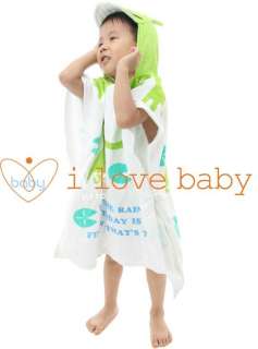 Green Frog Baby Splash Wrap Bath Hooded Towel Robe  