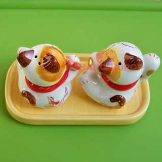Lucky Cats Salt Pepper Pots Shakers Maneki Neko Pipa  