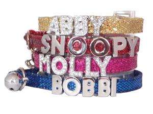  RHINESTONE PERSONALIZED CAT PET COLLAR COLLARS WITH 6 FREE LETTERS