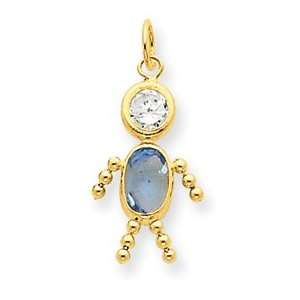 Genuine IceCarats Designer Jewelry Gift 14K March Boy Birthstone Charm