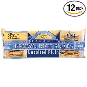 Brown Rice Snaps, Unsalted Plain with Organic Brown Rice, 3.5 Ounce 