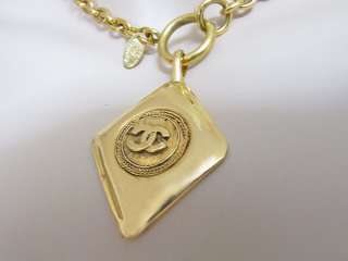 CHANEL vintage cc coco logo jumbo runway gold necklace  