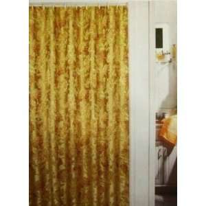    Monaco Gold Damask Floral Fabric Shower Curtain
