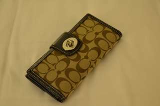 NWT Coach Checkbook Wallet Turnlock Signature Authentic Purse 43613 