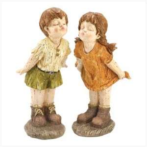   Theme Home Decor People Statue of Children Girl and Boy 13 Tall NIB