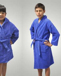 GIRLS AND BOYS KIDS TERRY TURKISH ROBES BATHROBES BLUE  