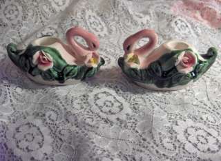 Vintage Royal Sealy China Porcelain 3 Pc Swan Planter Candle Holders