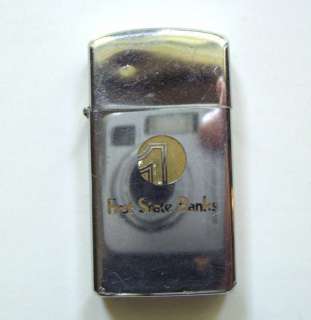 VINTAGE ZIPPO FIRST STATE BANKS CHROME LIGHTER  