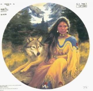 Native American Indian Woman Wolf 7 5/8 Ceramic Decal  