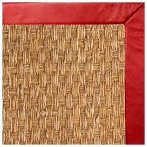    Panama Sisal Rug with Red Leather Binding   3x5