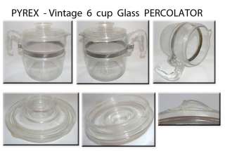     Glass   6 Cup   COFFEE   PERCOLATOR   RARE 77   H C   10  